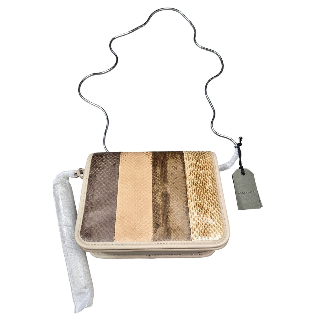 AllSaints Bansho Small Genuine Snakeskin Leather Crossbody Shoulder Bag WB043I